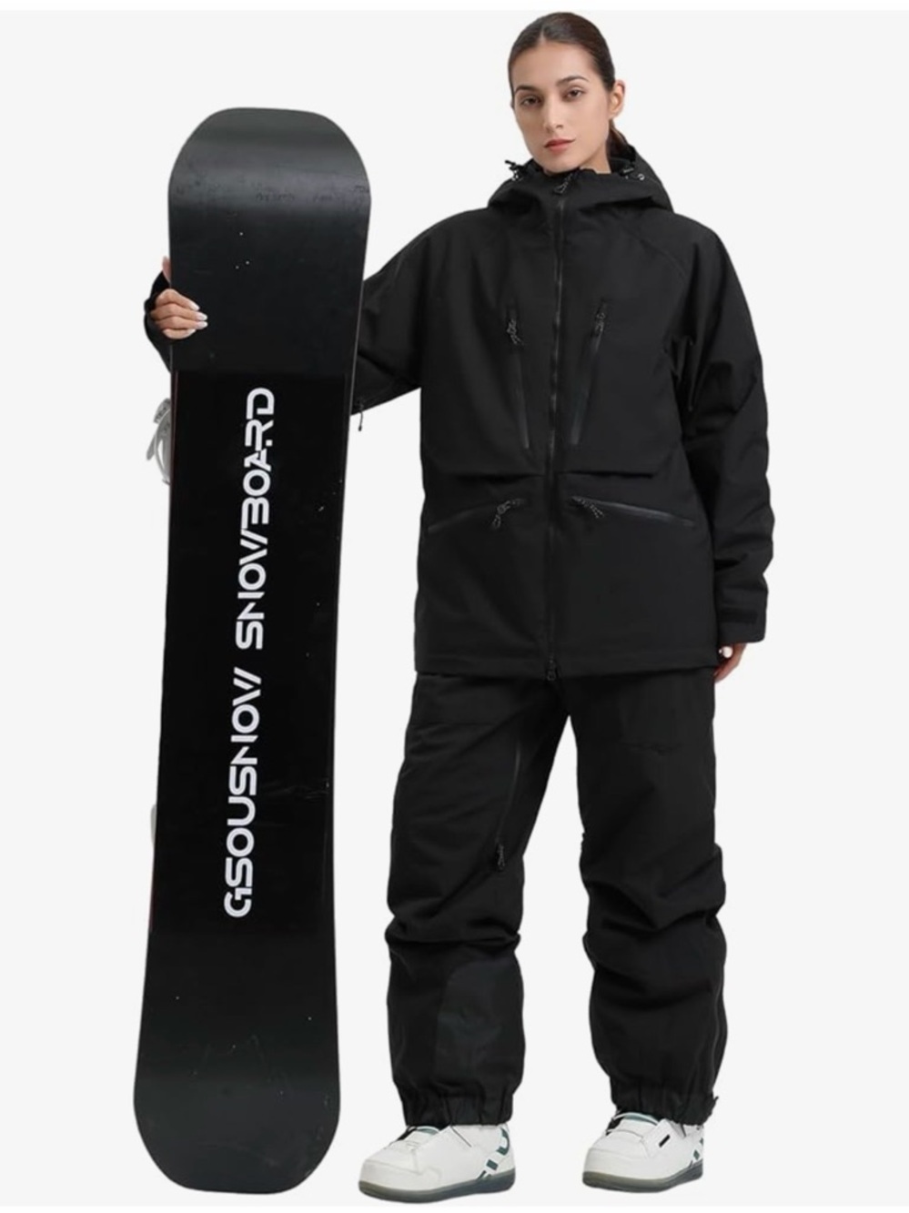 GSOU Snow Men’s XL Black Ski Snowboard Jacket Waterproof Insulated Hooded